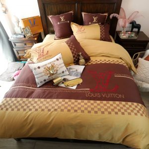 Louis Vuitton Logo Brand Bedding Set Home Decor Bedroom Luxury Bedspread