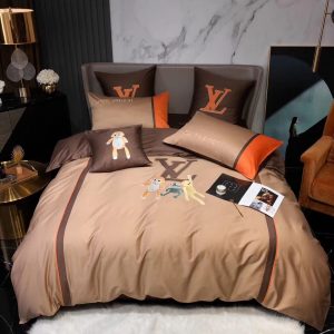 Louis Vuitton Logo Brand Bedding Set Home Decor Bedspread Luxury Bedroom