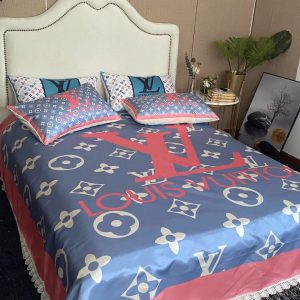 Louis Vuitton Logo Brand Bedding Set Home Decor Bedspread Bedroom Luxury