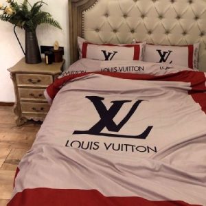 Louis Vuitton Logo Brand Bedding Set Luxury Home Decor Bedspread Bedroom