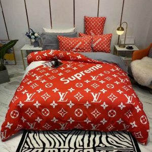 Louis Vuitton Logo Brand Bedding Set Luxury Home Decor Bedroom Bedspread