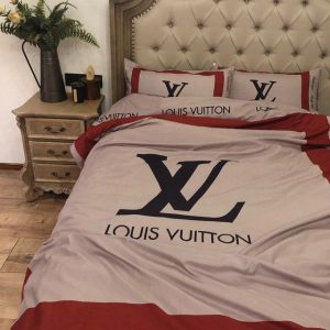 Louis Vuitton Logo Brand Bedding Set Bedroom Bedspread Luxury Home Decor