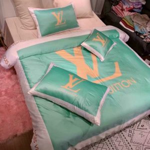 Louis Vuitton Logo Brand Bedding Set Bedroom Home Decor Luxury Bedspread