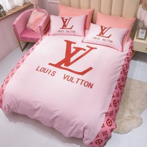 Louis Vuitton Logo Brand Bedding Set Bedroom Bedspread Home Decor Luxury