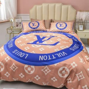 Louis Vuitton Logo Brand Bedding Set Bedroom Home Decor Luxury Bedspread