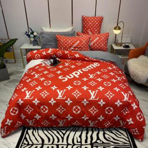 Louis Vuitton Sp Louis Vuitton Logo Brand Bedding Set Bedspread Luxury Home Decor Bedroom