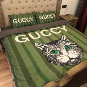 Gucci Logo Brand Bedding Set Bedroom Bedspread Home Decor Luxury