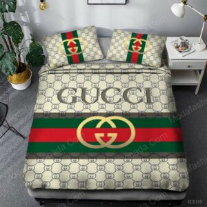 Gucci Logo Brand Bedding Set Home Decor Bedroom Luxury Bedspread