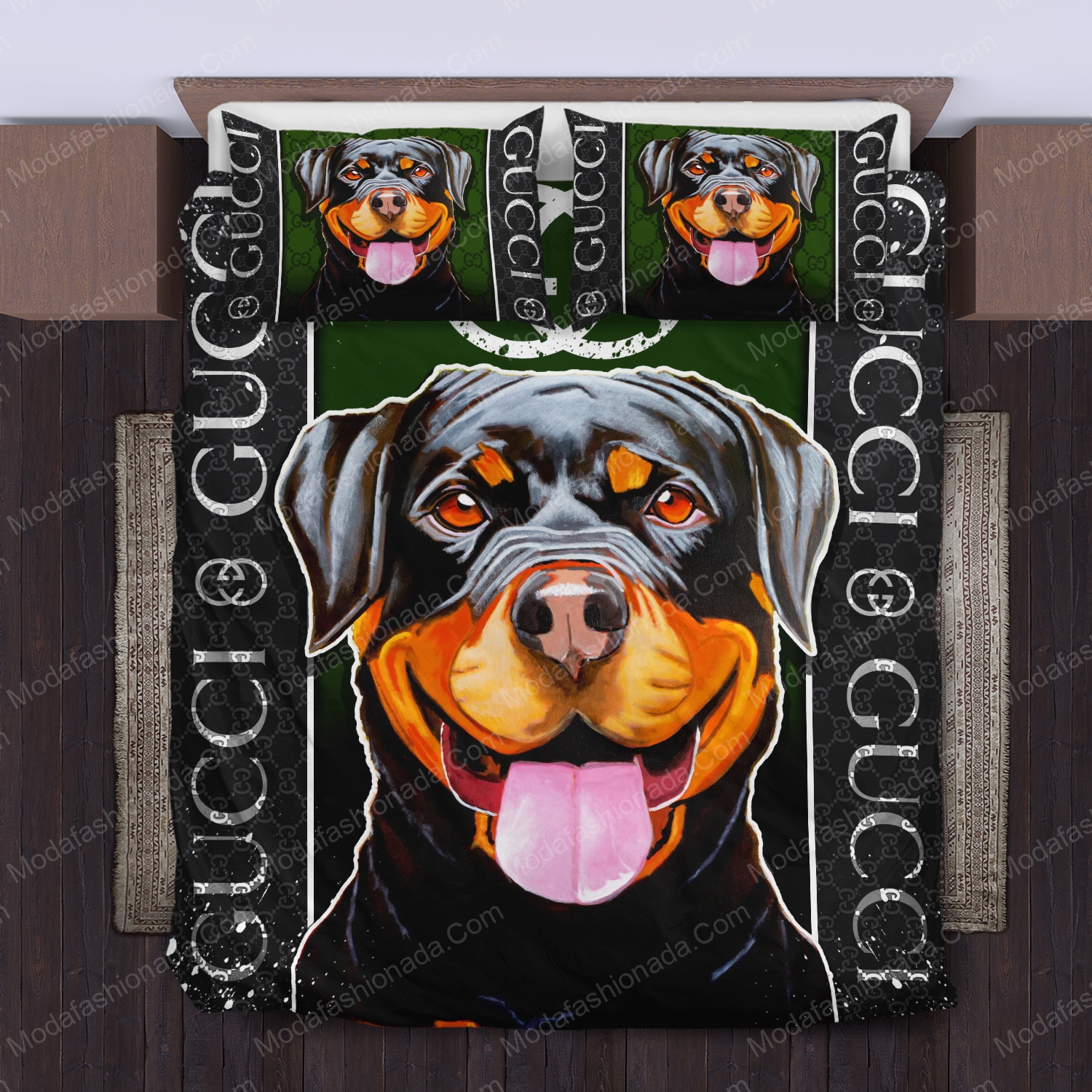 Gucci Rottweilerstype Logo Brand Bedding Set Bedroom Luxury Home Decor Bedspread