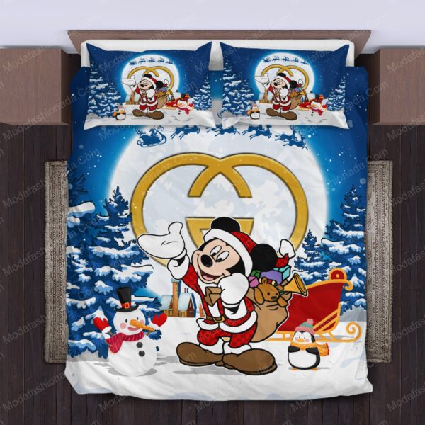 Mickey Pattern Gucci Logo Brand Bedding Set Bedroom Home Decor Bedspread Luxury