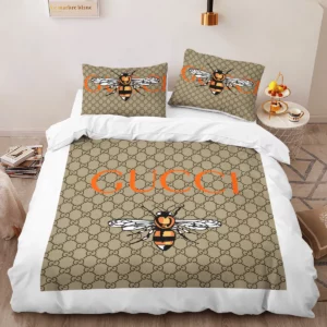 Gucci Bee Logo Brand Bedding Set Bedroom Luxury Home Decor Bedspread