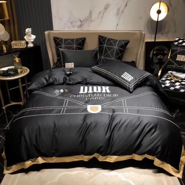 Christian Dior Logo Brand Bedding Set Bedspread Luxury Bedroom Home Decor