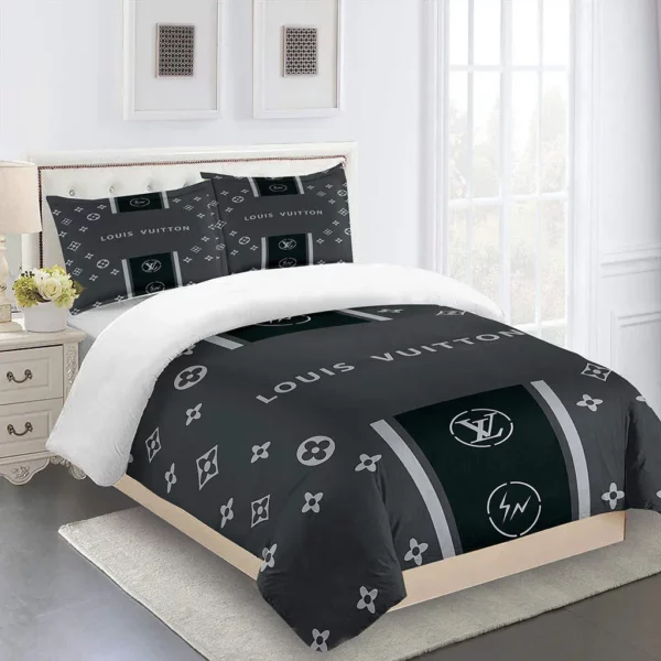 Louis Vuitton Logo Brand Bedding Set Bedspread Luxury Home Decor Bedroom