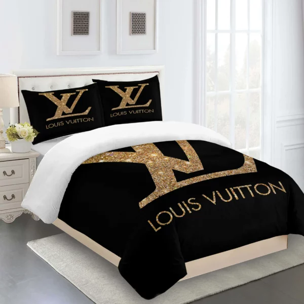 Louis Vuitton Logo Brand Bedding Set Bedroom Bedspread Luxury Home Decor