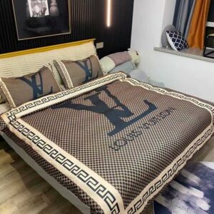 Louis Vuitton Logo Brand Bedding Set Bedroom Luxury Home Decor Bedspread