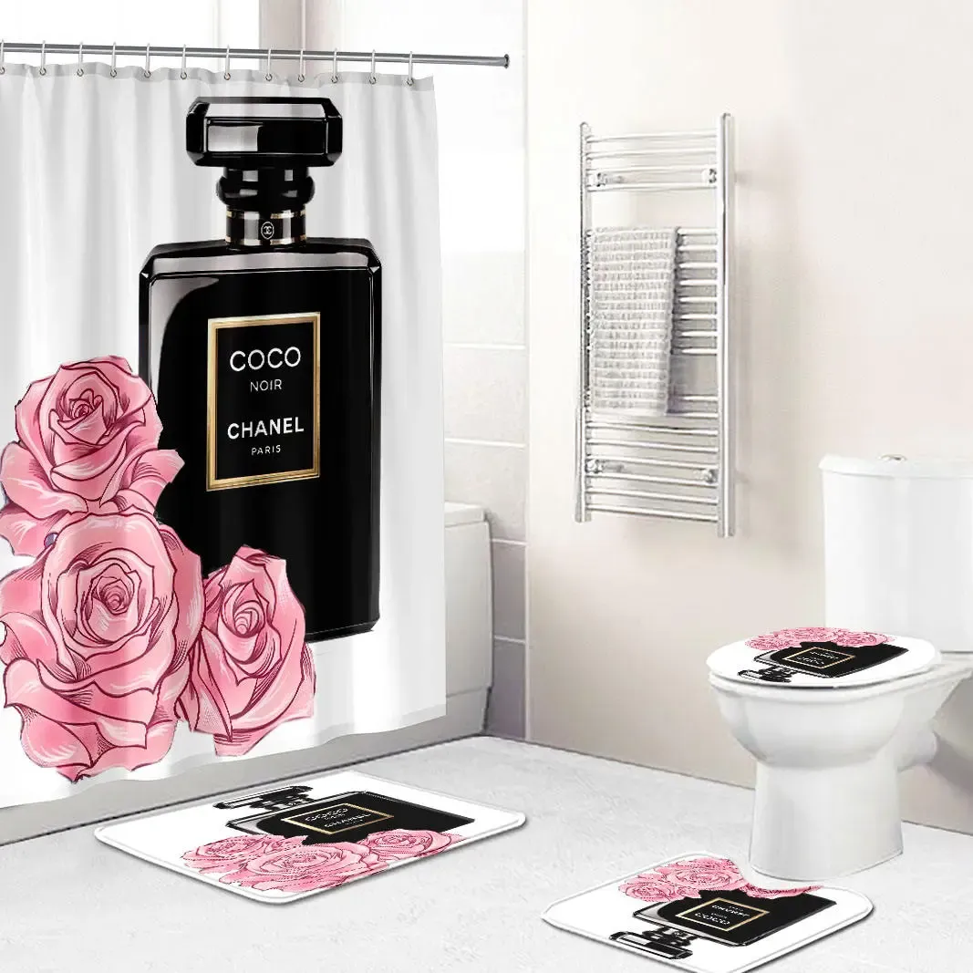 Chanel Perfume Bathroom Set Luxury Fashion Brand Home Decor Bath Mat Hypebeast