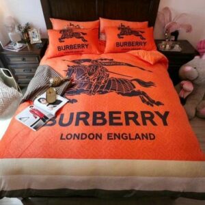 Burberry London England Logo Brand Bedding Set Luxury Bedroom Home Decor Bedspread