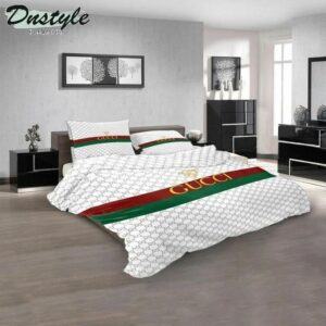 Gucci Logo Brand Bedding Set Home Decor Bedspread Bedroom Luxury