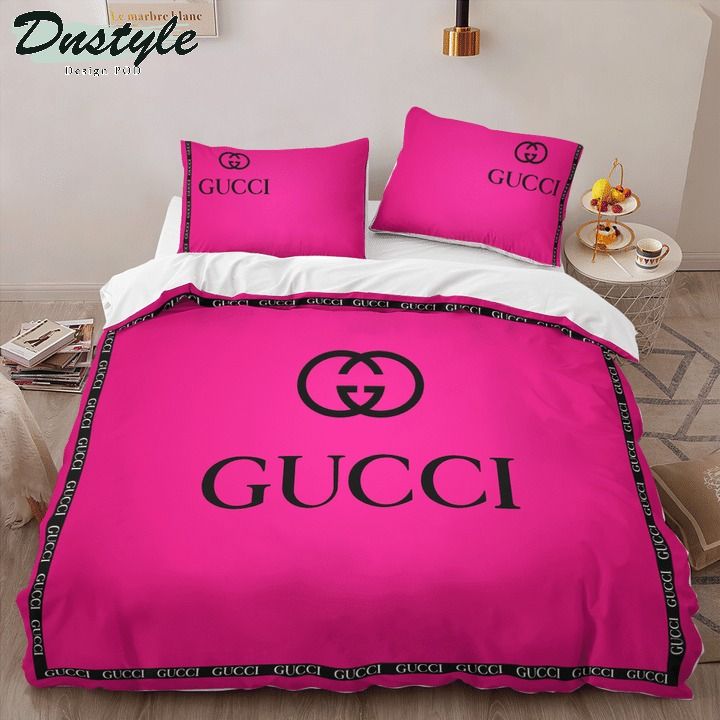 Gucci Logo Brand Bedding Set Bedspread Home Decor Bedroom Luxury