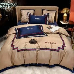 Gucci Logo Brand Bedding Set Luxury Home Decor Bedspread Bedroom