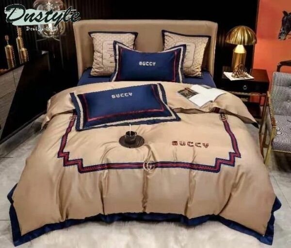 Gucci Logo Brand Bedding Set Luxury Home Decor Bedspread Bedroom