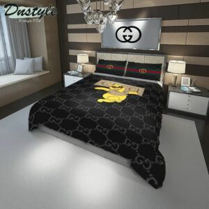 Gucci Pooh Logo Brand Bedding Set Bedroom Home Decor Luxury Bedspread