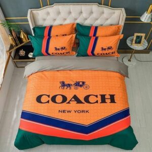 Hermes Logo Brand Bedding Set Bedroom Luxury Bedspread Home Decor