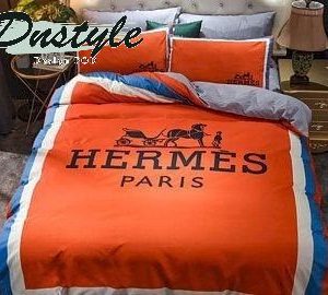 Hermes Paris Logo Brand Bedding Set Home Decor Bedroom Bedspread Luxury