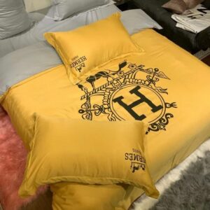 Hermes Paris Logo Brand Bedding Set Home Decor Bedspread Luxury Bedroom