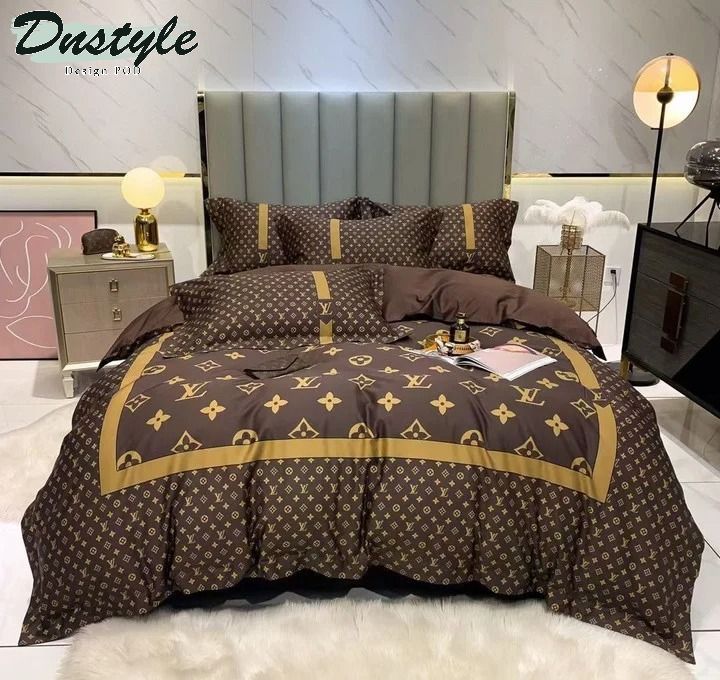 Louis Vuitton Logo Brand Bedding Set Bedspread Luxury Bedroom Home Decor