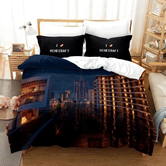 Minecraft Logo Brand Bedding Set Bedroom Bedspread Luxury Home Decor