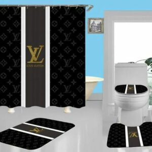 Louis Vuitton Lv Black Bathroom Set Luxury Fashion Brand Hypebeast Home Decor Bath Mat