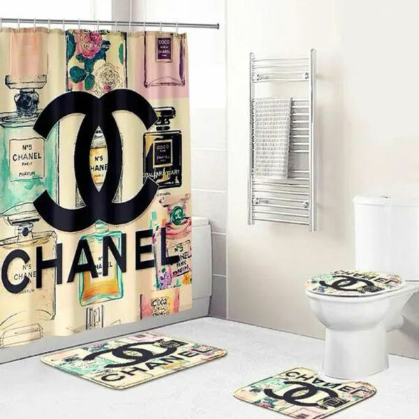 Chanel Perfume Bathroom Set Bath Mat Luxury Fashion Brand Home Decor Hypebeast