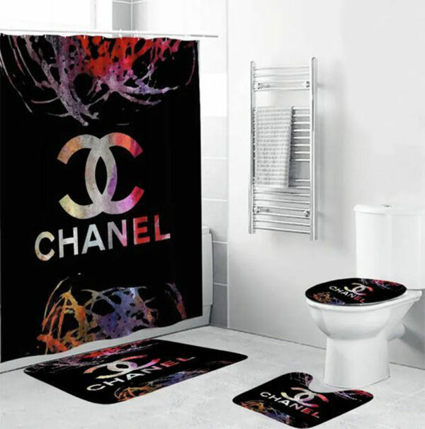 Chanel Black Colorful Bathroom Set Luxury Fashion Brand Bath Mat Hypebeast Home Decor