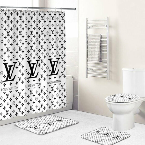 Louis Vuitton Lv White Bathroom Set Home Decor Hypebeast Bath Mat Luxury Fashion Brand