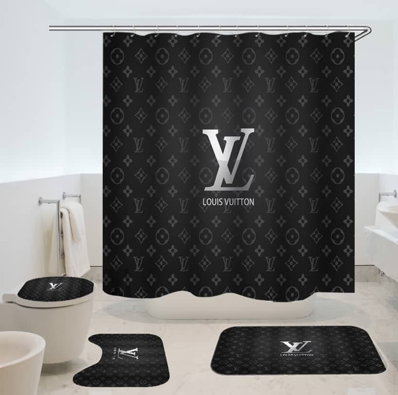 Louis Vuitton Lv Dark Bathroom Set Luxury Fashion Brand Bath Mat Hypebeast Home Decor