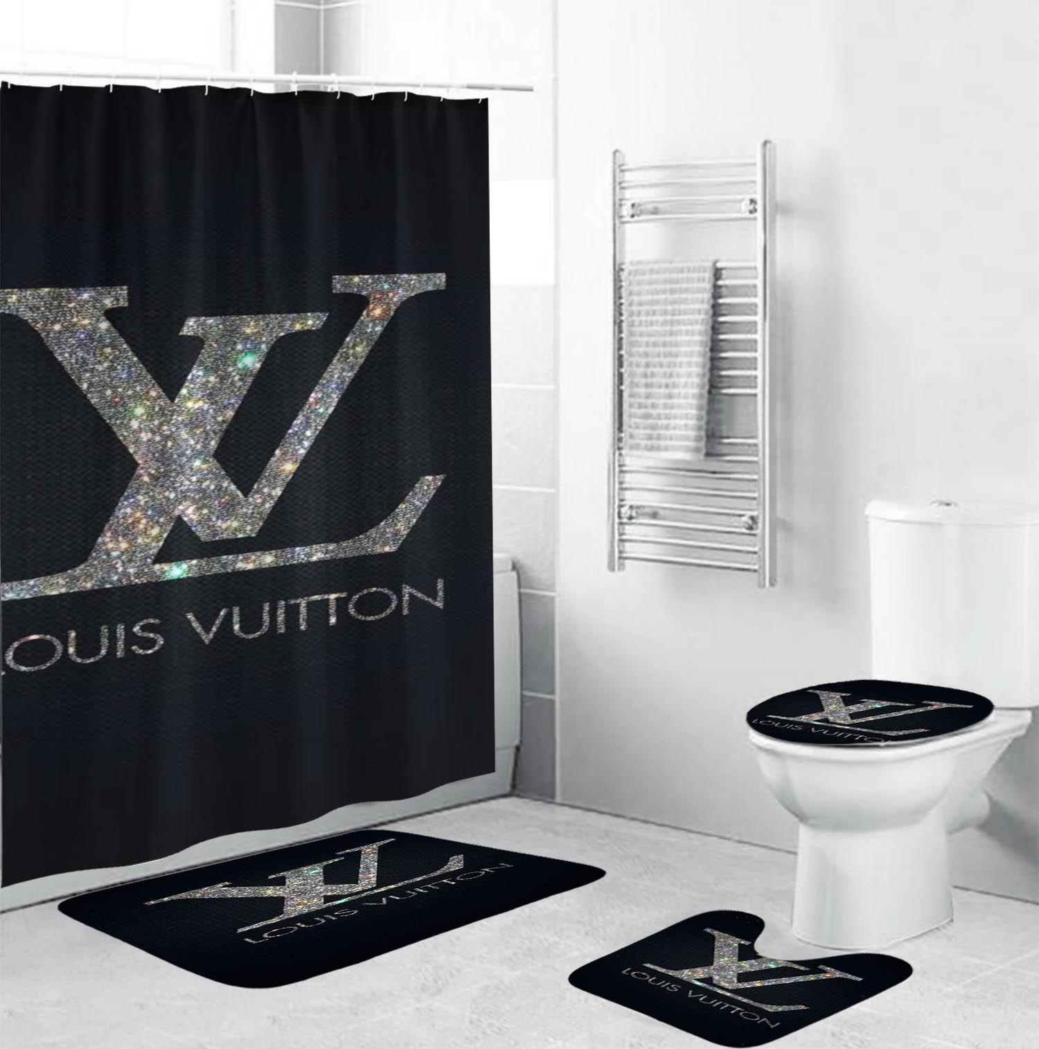 Louis Vuitton Lv Glitter Bathroom Set Bath Mat Hypebeast Luxury Fashion Brand Home Decor