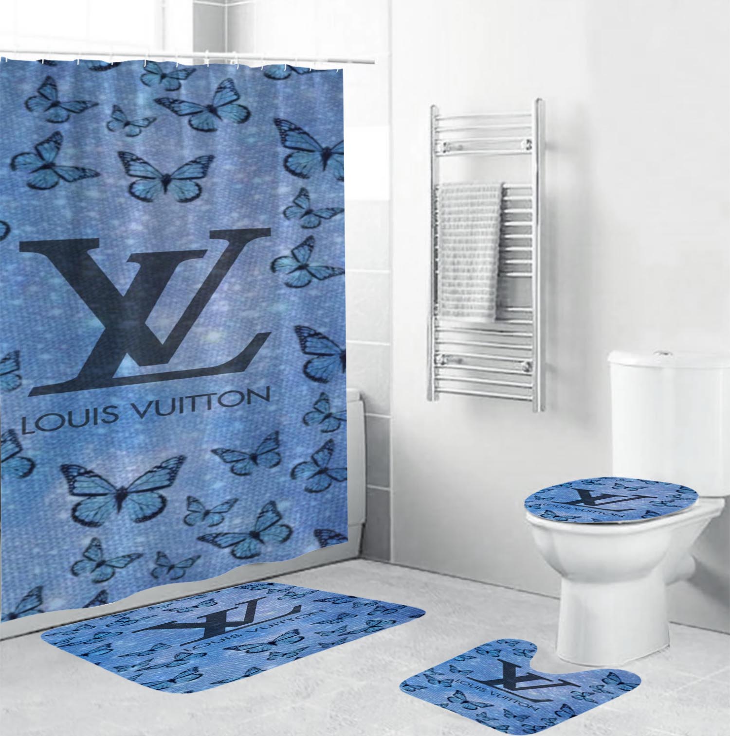 Louis Vuitton Lv Butterfly Bathroom Set Home Decor Hypebeast Luxury Fashion Brand Bath Mat