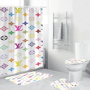 Louis Vuitton Lv White Bathroom Set Hypebeast Home Decor Luxury Fashion Brand Bath Mat