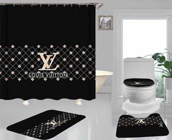 Louis Vuitton Lv Black Bathroom Set Home Decor Bath Mat Hypebeast Luxury Fashion Brand