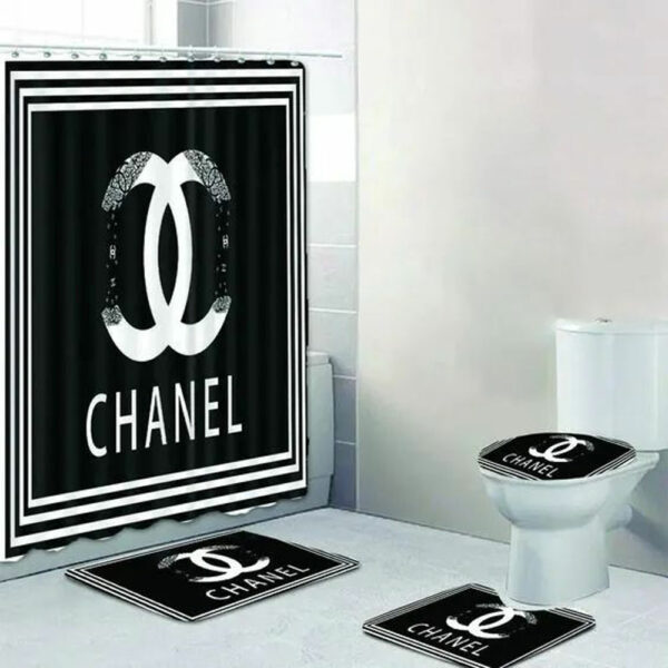 Chanel Black White Bathroom Set Hypebeast Bath Mat Luxury Fashion Brand Home Decor