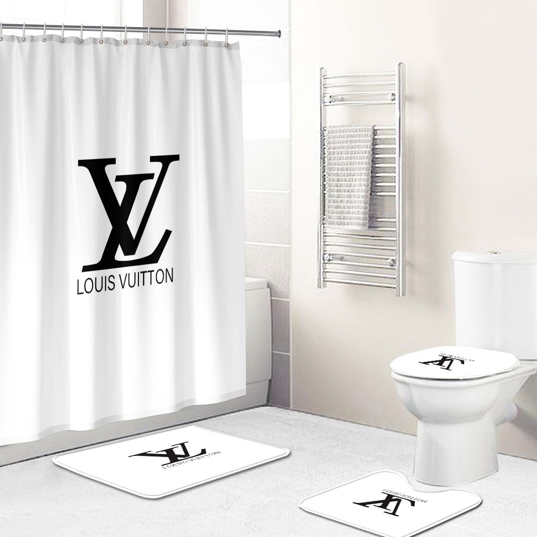 Louis Vuitton Lv White Bathroom Set Luxury Fashion Brand Bath Mat Home Decor Hypebeast