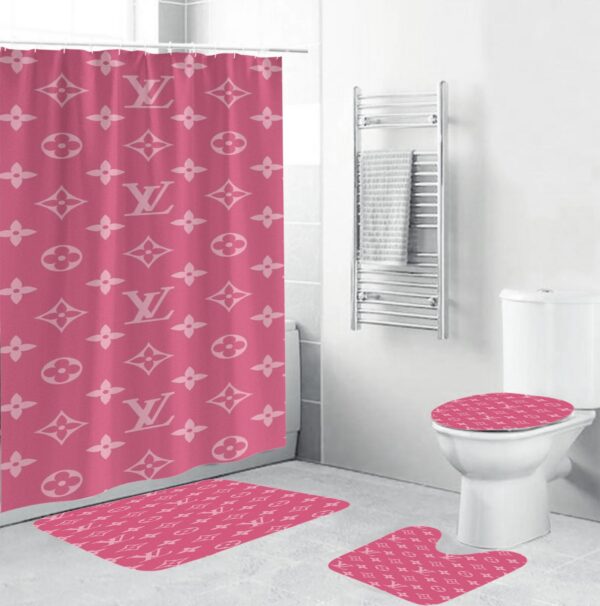 Louis Vuitton Lv Pink Bathroom Set Luxury Fashion Brand Home Decor Hypebeast Bath Mat