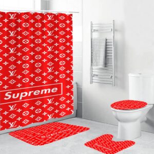 Louis Vuitton Lv Supreme Bathroom Set Home Decor Hypebeast Bath Mat Luxury Fashion Brand