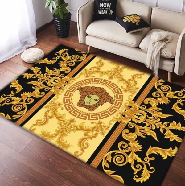 Gianni versace gold Rectangle Rug Fashion Brand Door Mat Home Decor Luxury Area Carpet