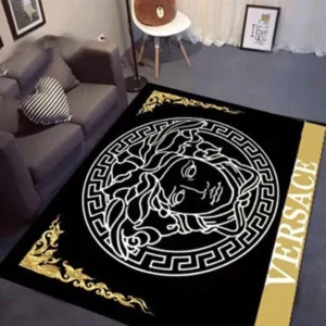 Gianni versace black Rectangle Rug Home Decor Door Mat Area Carpet Fashion Brand Luxury