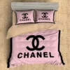 Chanel Pink Logo Brand Bedding Set Home Decor Bedspread Luxury Bedroom