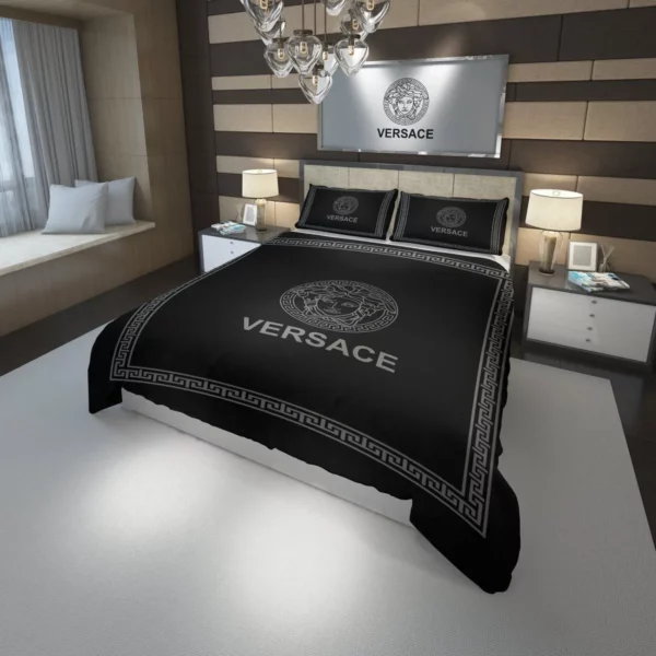 Versace Logo Brand Bedding Set Luxury Bedspread Home Decor Bedroom