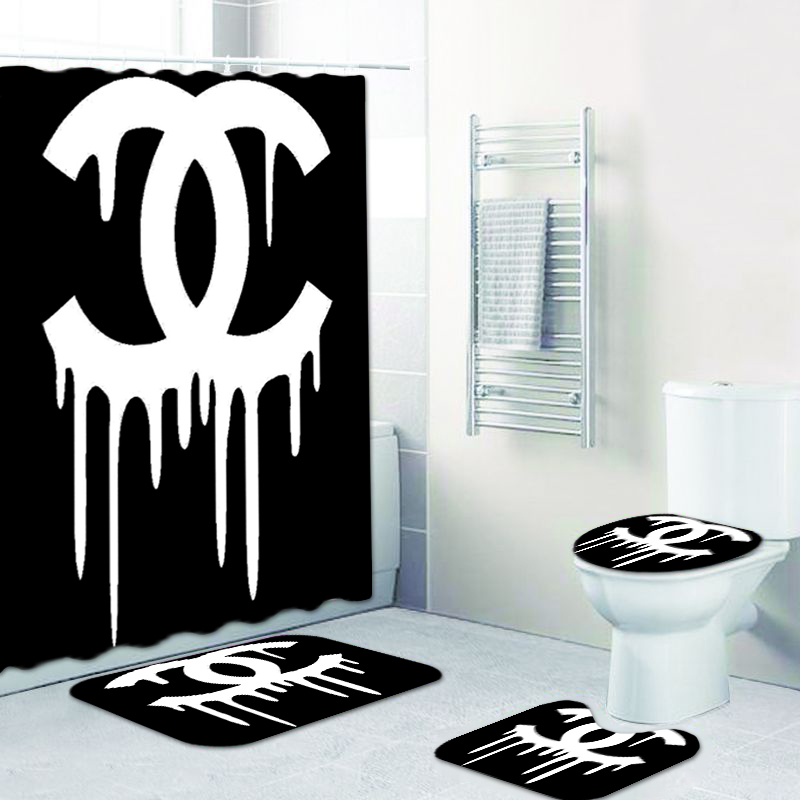 Chanel Blackdirty Bathroom Set Luxury Fashion Brand Hypebeast Bath Mat Home Decor