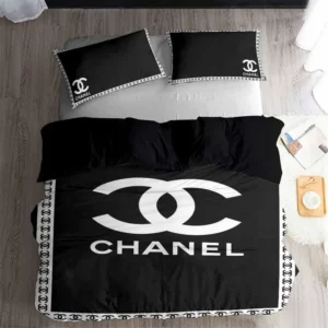 Chanel Logo Brand Bedding Set Bedroom Luxury Bedspread Home Decor